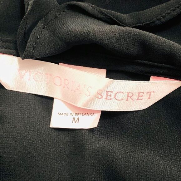 🌹VICTORIAS SECRET Womens Top M Bouse Black Sheer - Picture 7 of 7